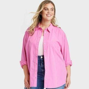 UNIVERSAL THREAD Oversized Pink Button-Down Shirt 100% Cotton | Medium